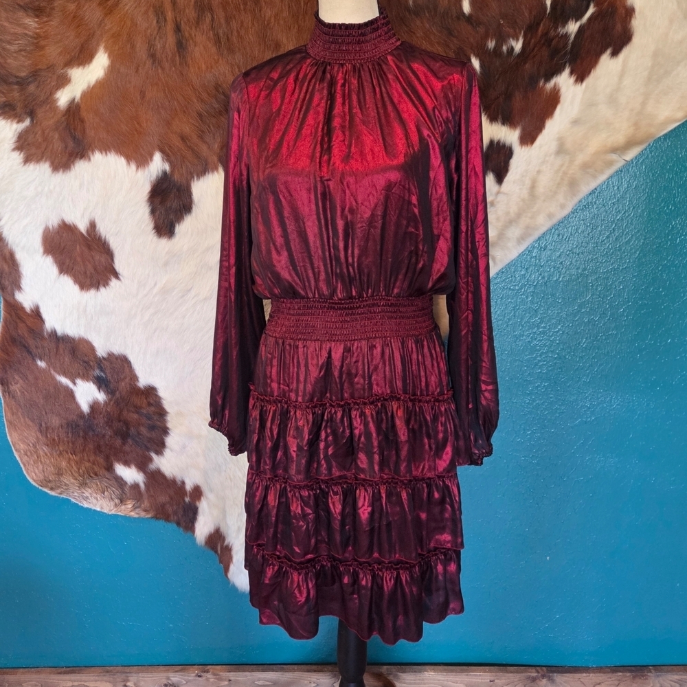 Chic Long Sleeve Burgundy Dress